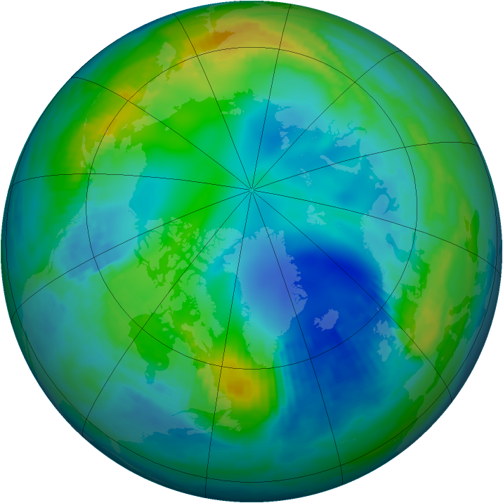 Arctic ozone map for 19 November 1999